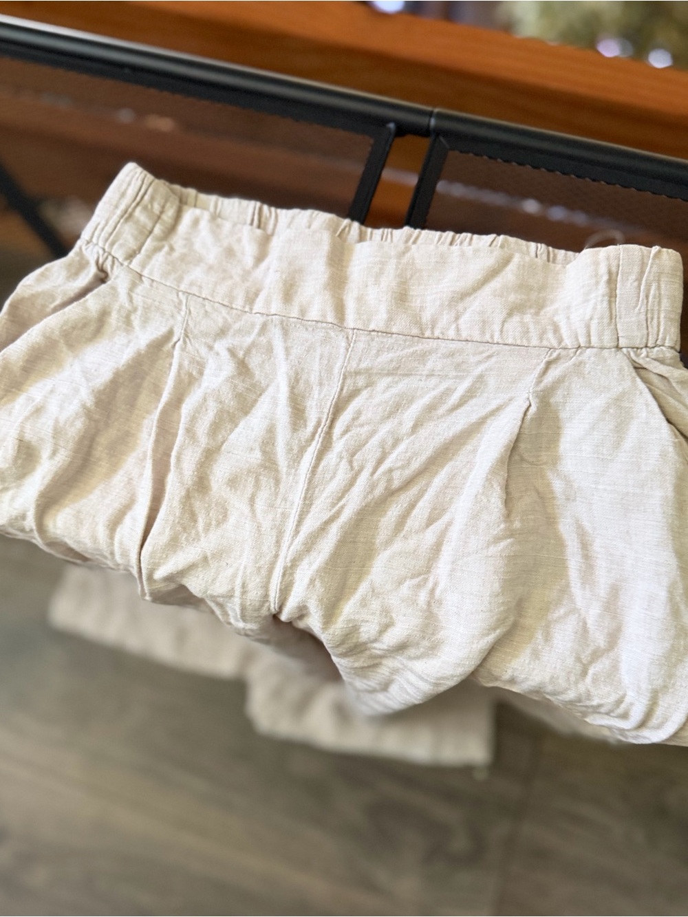 H&M Cream Bubble Linen-Blend pants